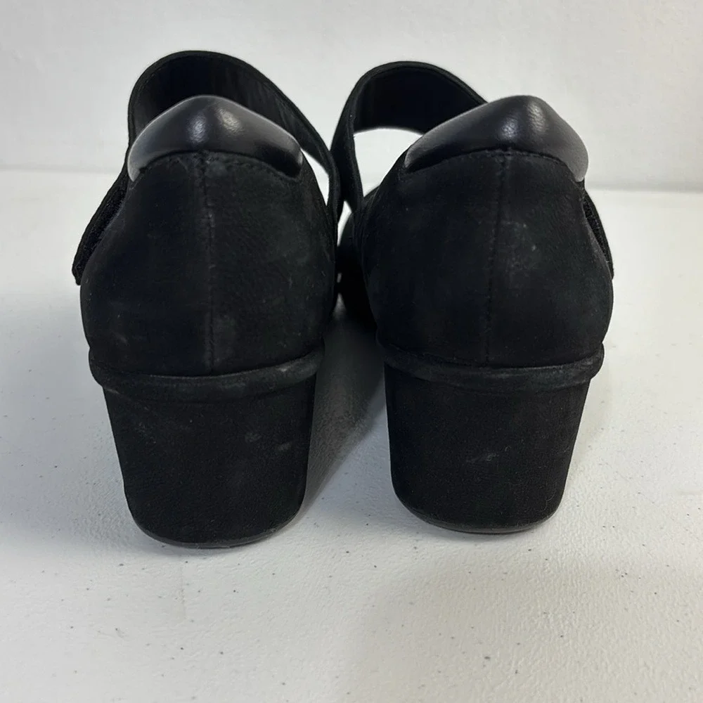Black Suede Mary Jane Wedge Preppy Shoes Career Minimalist Whimsigoth Women 9
